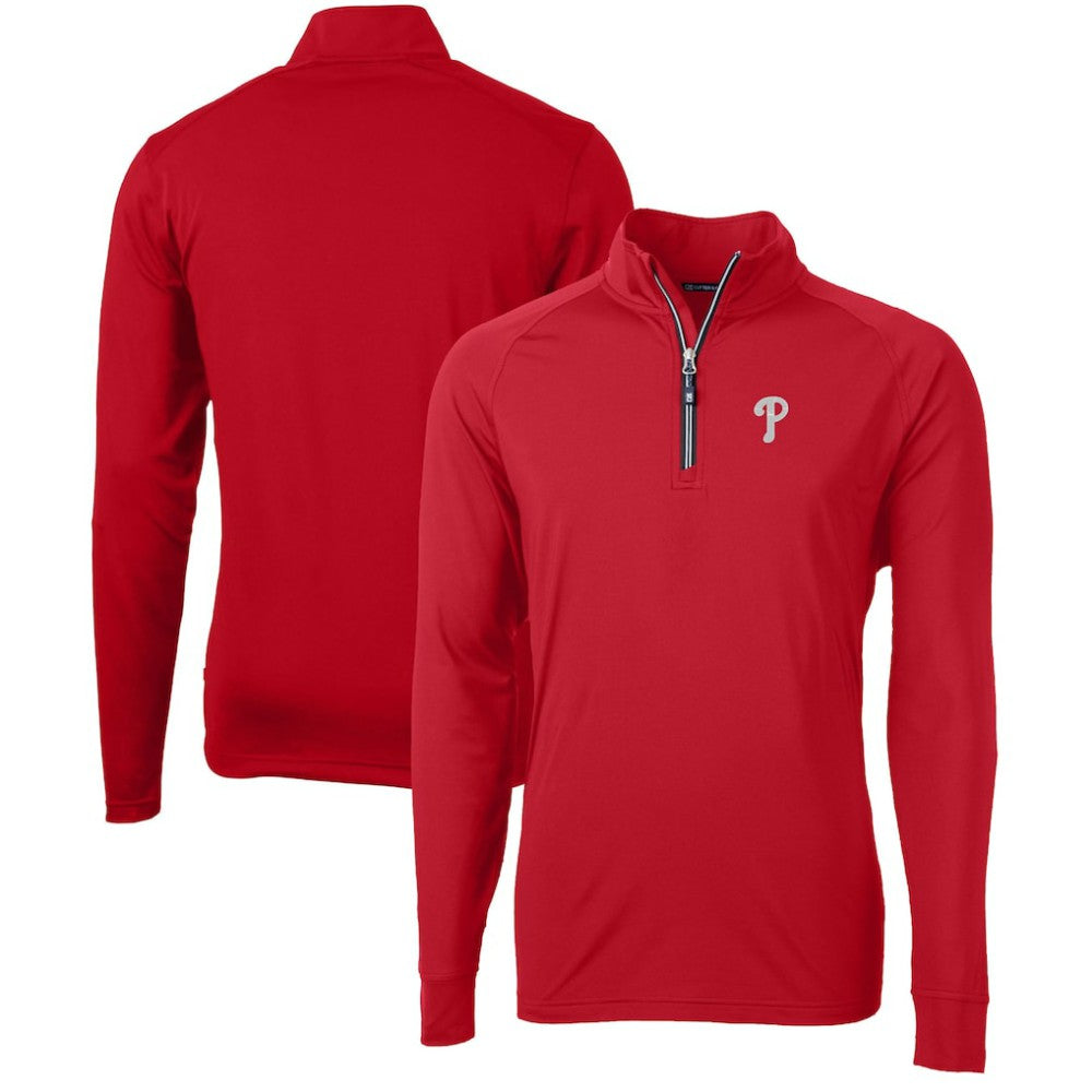 Philadelphia Phillies Cutter & Buck Adapt Eco Knit Stretch Recycled Quarter-Zip Pullover Top - Red