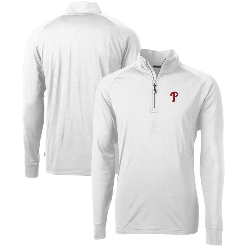 Philadelphia Phillies Cutter & Buck Adapt Eco Knit Stretch Recycled Quarter-Zip Pullover Top - White