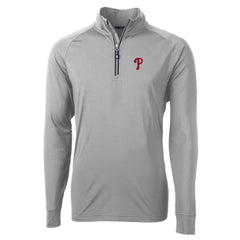 Philadelphia Phillies Cutter & Buck Adapt Eco Knit Stretch Recycled Quarter-Zip Pullover Top - Gray