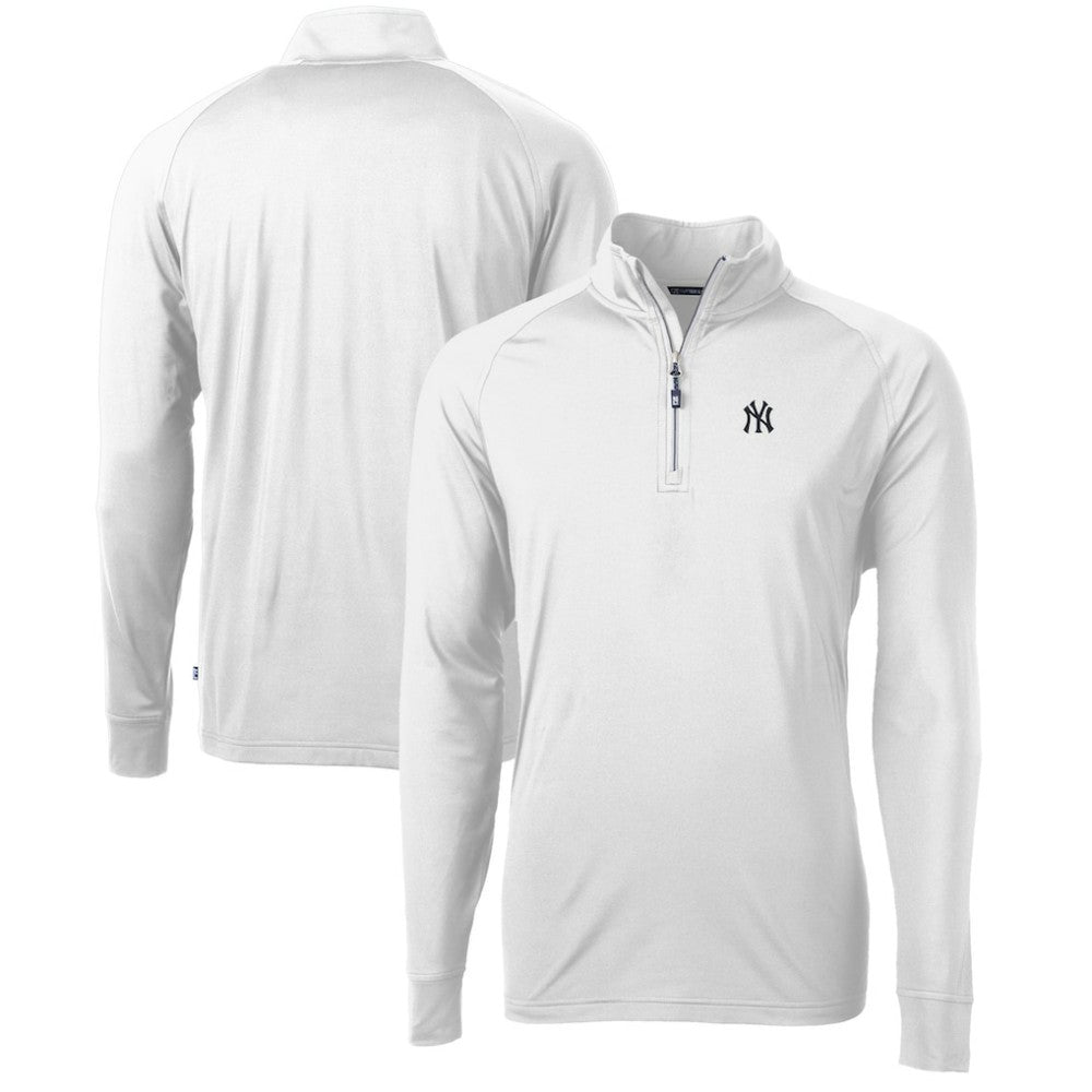 New York Yankees Cutter & Buck Adapt Eco Knit Stretch Recycled Quarter-Zip Pullover Top - White