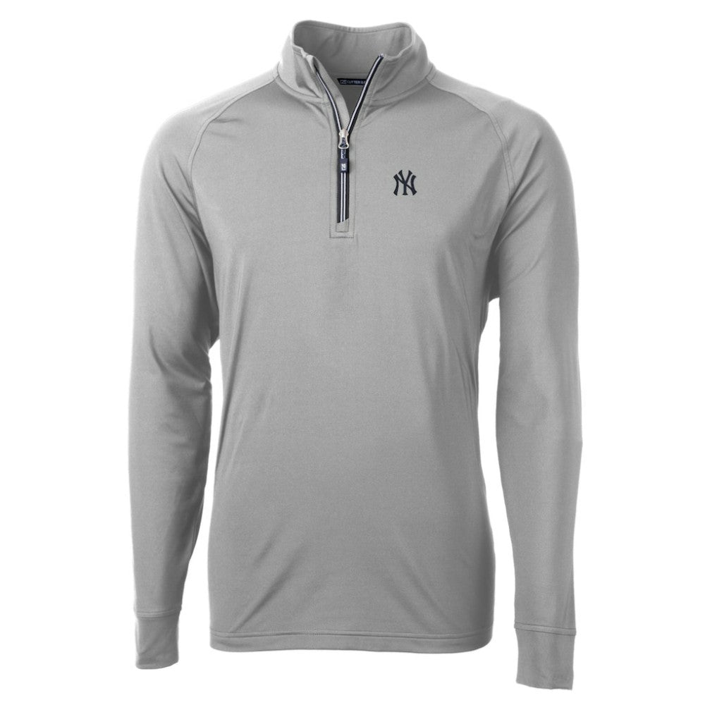 New York Yankees Cutter & Buck Adapt Eco Knit Stretch Recycled Quarter-Zip Pullover Top - Gray