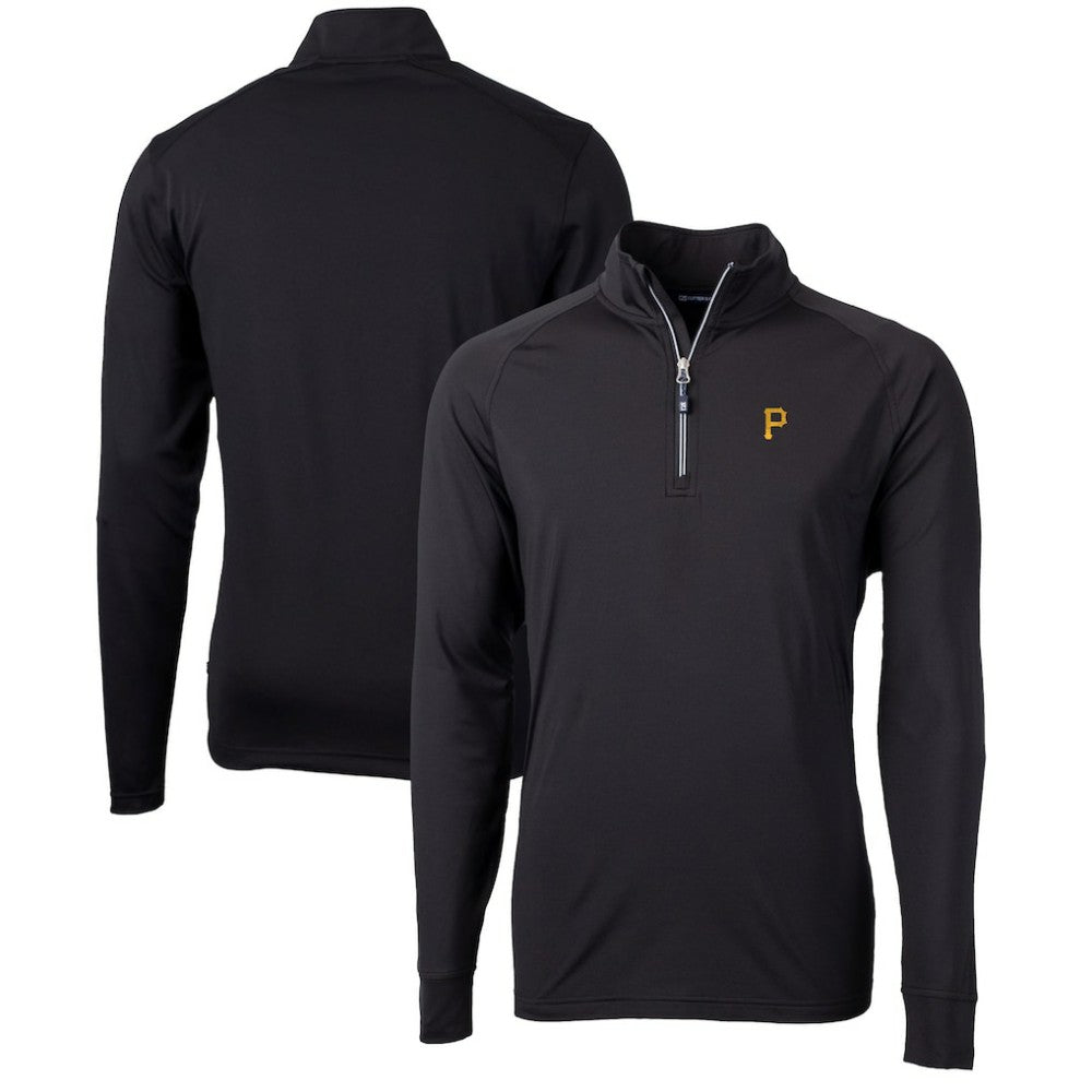 Pittsburgh Pirates Cutter & Buck Adapt Eco Knit Stretch Recycled Quarter-Zip Pullover Top - Black