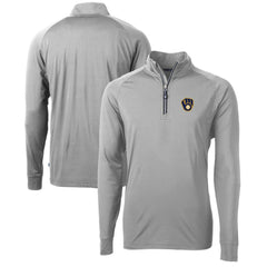 Milwaukee Brewers Cutter & Buck Adapt Eco Knit Stretch Recycled Quarter-Zip Pullover Top - Gray