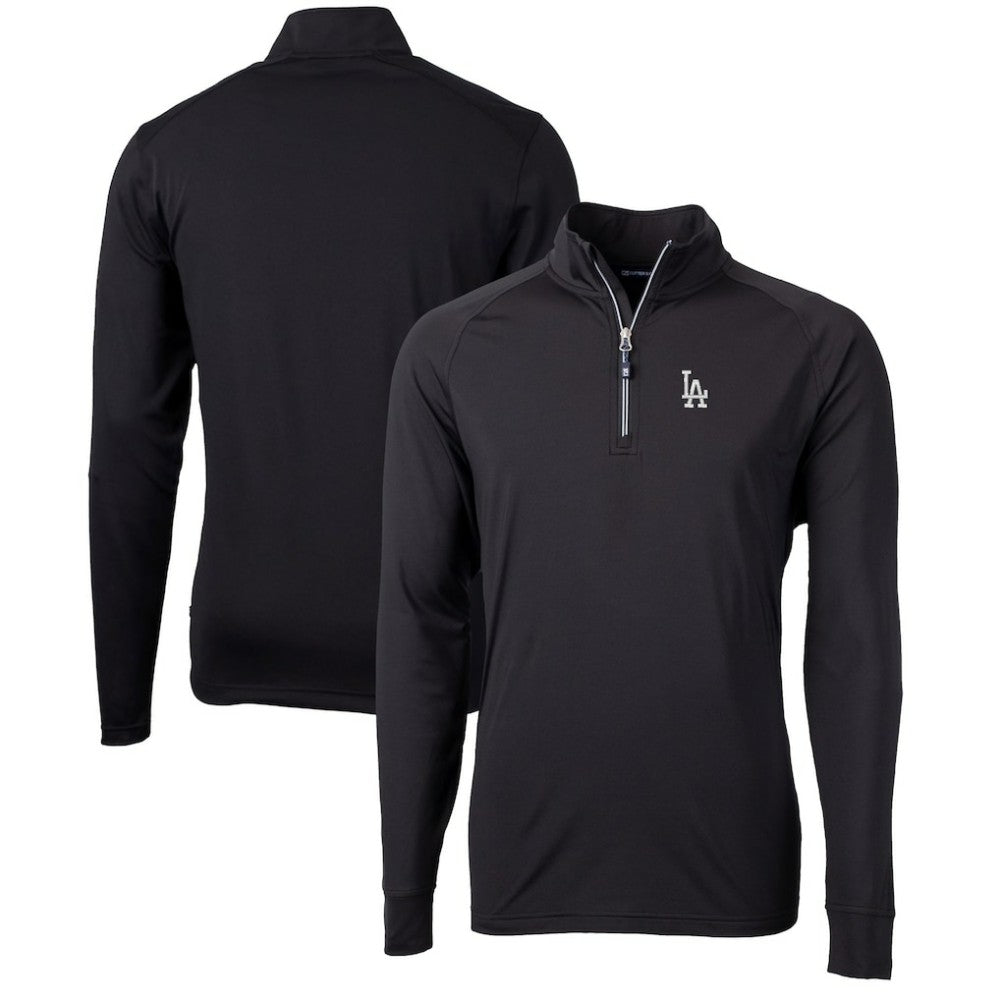Los Angeles Dodgers Cutter & Buck Adapt Eco Knit Stretch Recycled Quarter-Zip Pullover Top - Black
