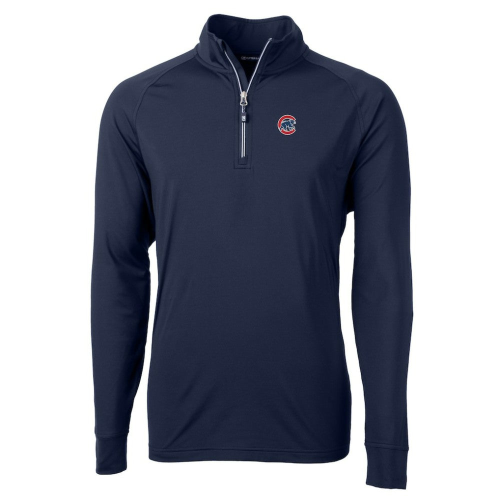 Chicago Cubs Cutter & Buck Adapt Eco Knit Stretch Recycled Quarter-Zip Pullover Top - Navy