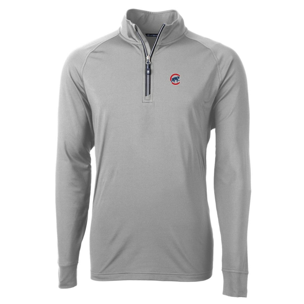 Chicago Cubs Cutter & Buck Adapt Eco Knit Stretch Recycled Quarter-Zip Pullover Top - Gray