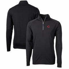 Cincinnati Reds Cutter & Buck Adapt Eco Knit Stretch Recycled Quarter-Zip Pullover Top - Black