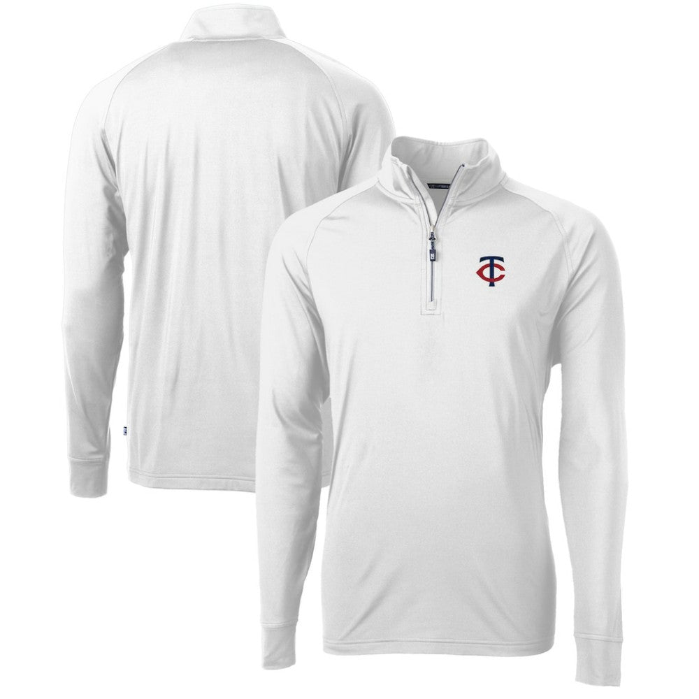 Minnesota Twins Cutter & Buck Adapt Eco Knit Stretch Recycled Quarter-Zip Pullover Top - White