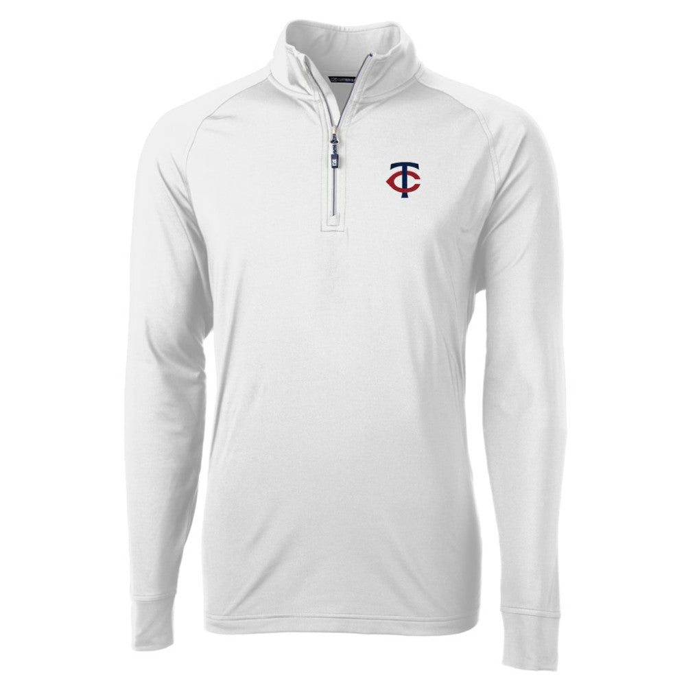 Minnesota Twins Cutter & Buck Adapt Eco Knit Stretch Recycled Quarter-Zip Pullover Top - White