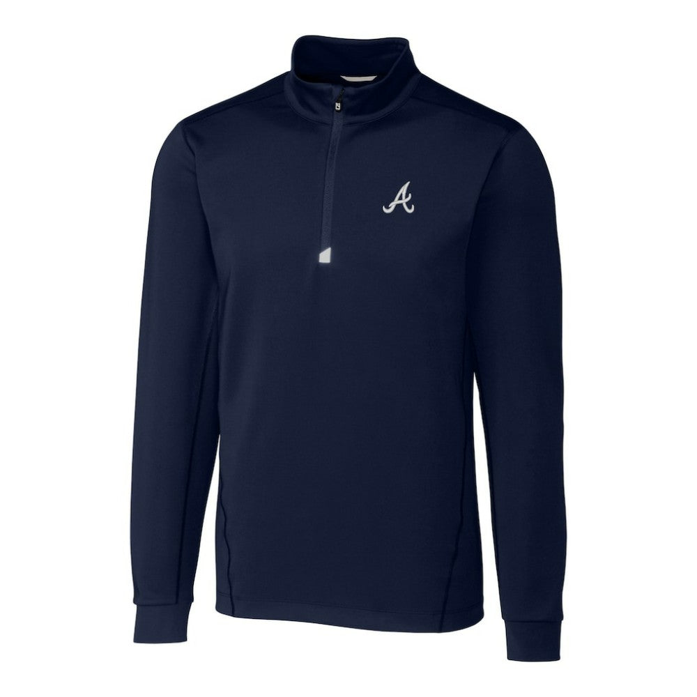Atlanta Braves Cutter & Buck Traverse Stretch Quarter-Zip Pullover Top - Navy