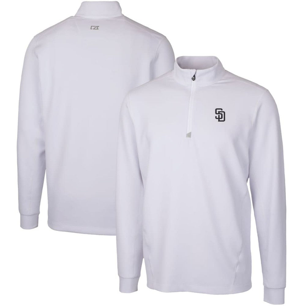 San Diego Padres Cutter & Buck Traverse Stretch Quarter-Zip Pullover Top - White