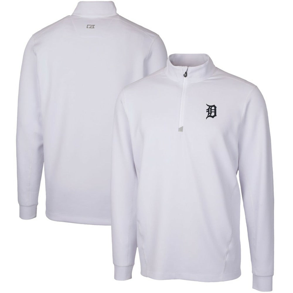 Detroit Tigers Cutter & Buck Traverse Stretch Quarter-Zip Pullover Top - White