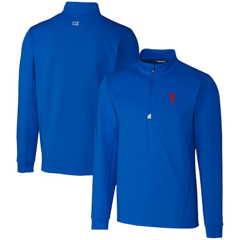 Philadelphia Phillies Cutter & Buck Traverse Stretch Quarter-Zip Pullover Top - Royal