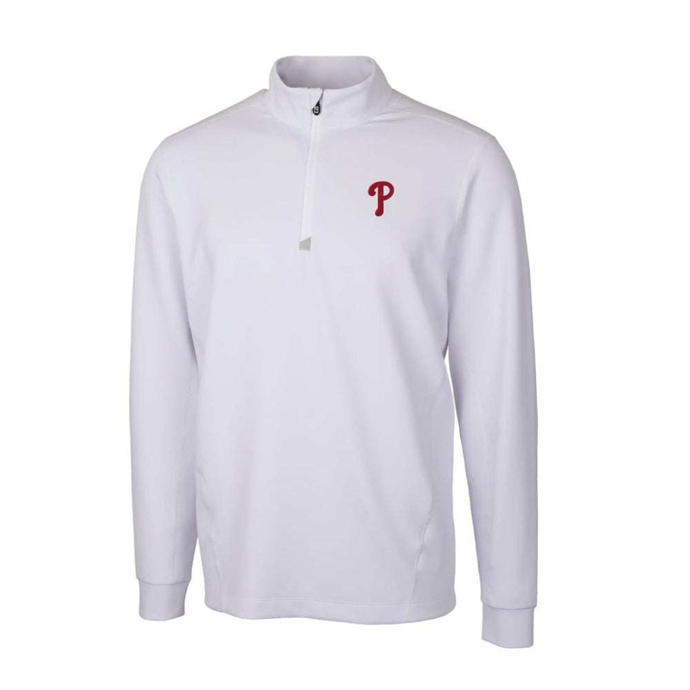 Philadelphia Phillies Cutter & Buck Traverse Stretch Quarter-Zip Pullover Top - White