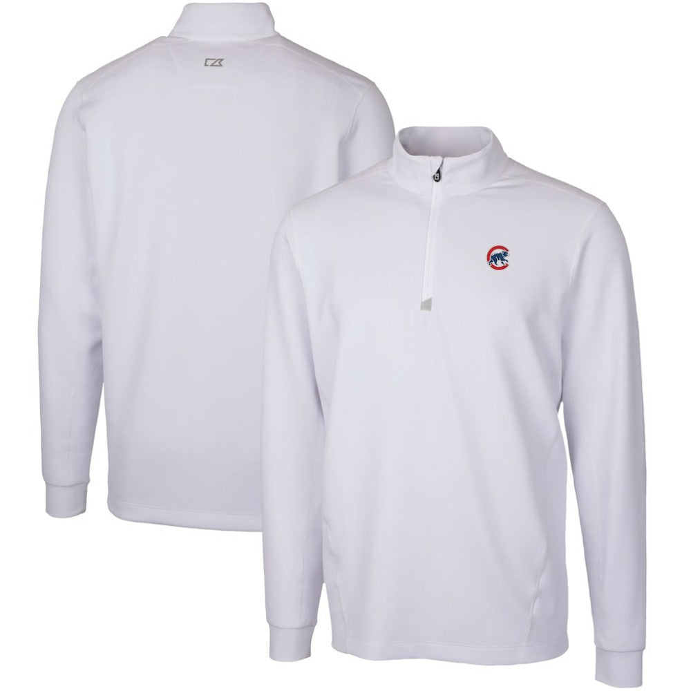 Chicago Cubs Cutter & Buck Traverse Stretch Quarter-Zip Pullover Top - White