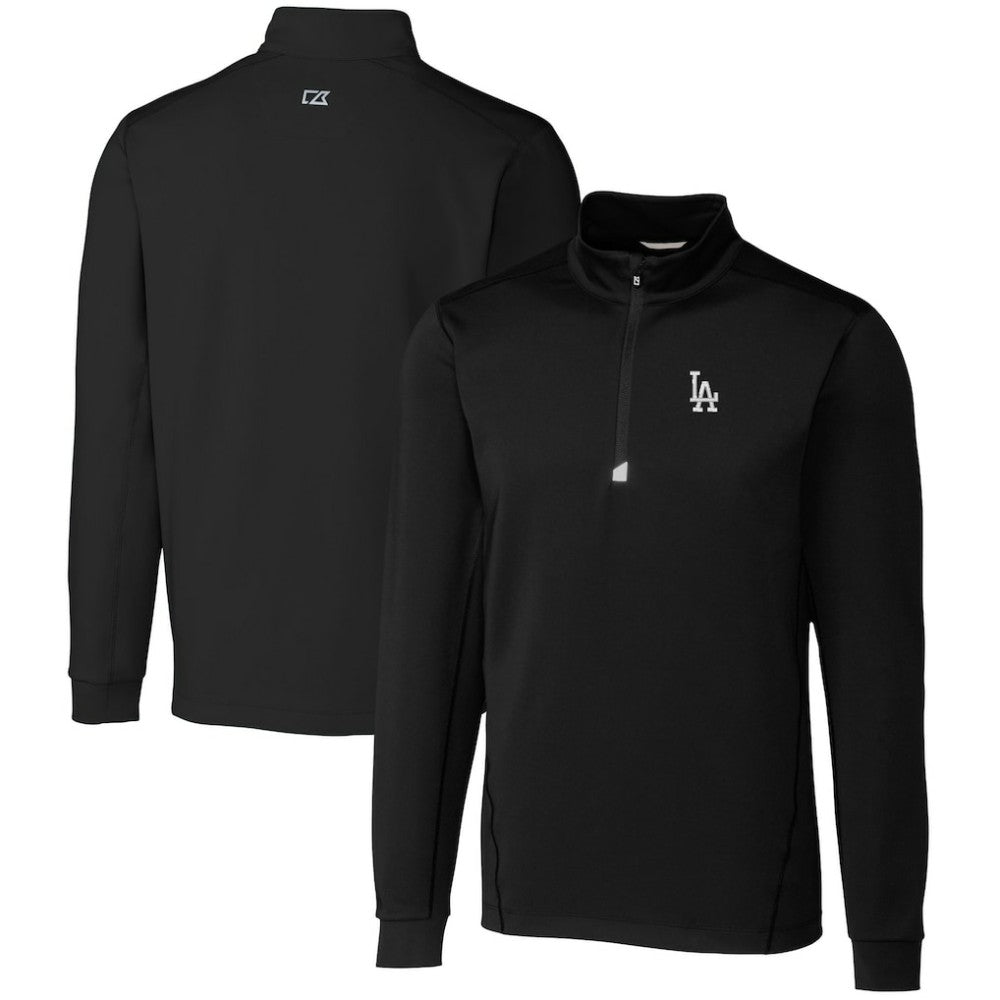 Los Angeles Dodgers Cutter & Buck Traverse Stretch Quarter-Zip Pullover Top - Black