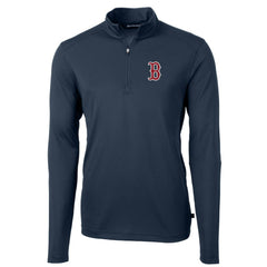 Boston Red Sox Cutter & Buck Virtue Eco Pique Recycled Quarter-Zip Pullover Top - Navy