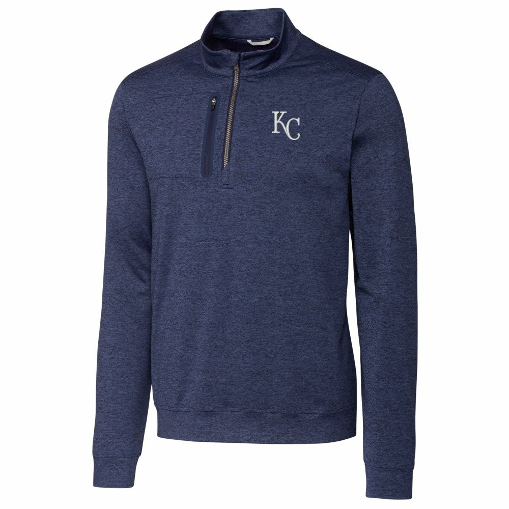 Kansas City Royals Cutter & Buck Stealth Heathered Quarter-Zip Pullover Top - Navy