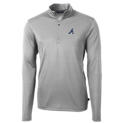 Atlanta Braves Cutter & Buck Virtue Eco Pique Recycled Quarter-Zip Pullover Top - Gray