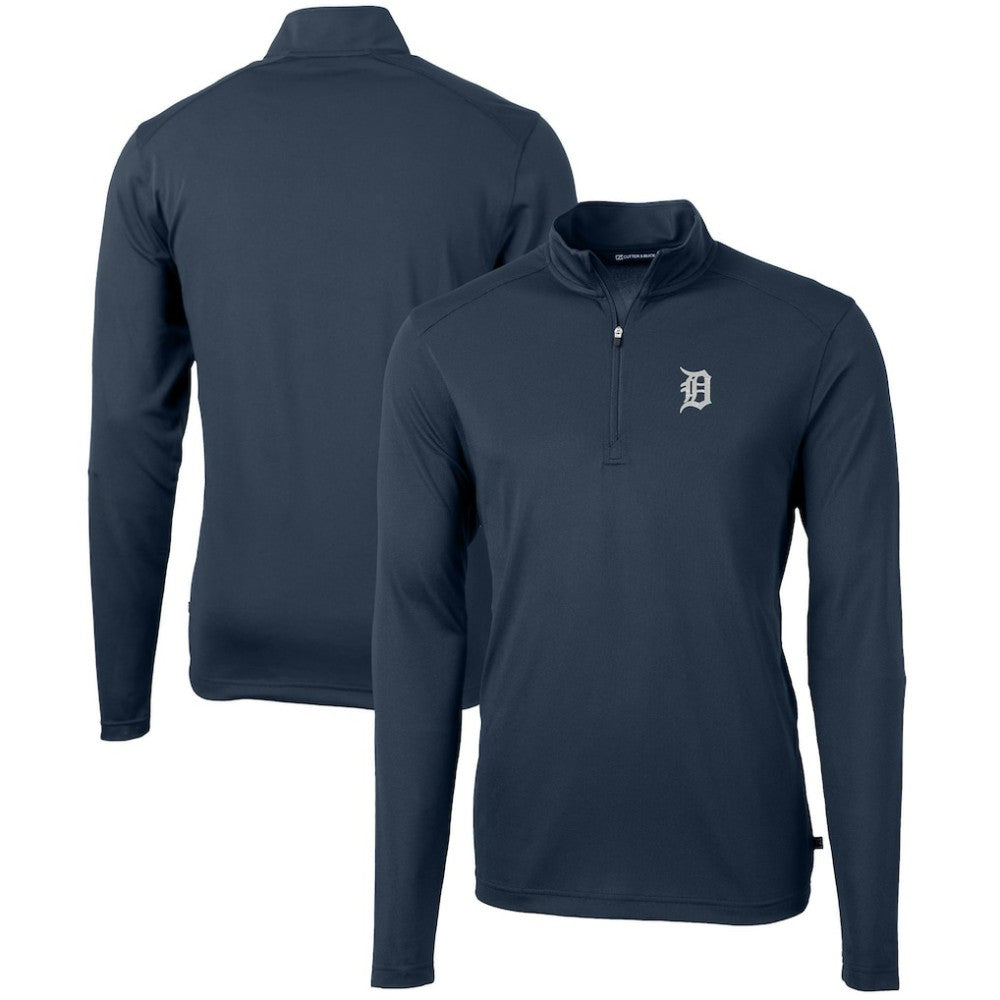 Detroit Tigers Cutter & Buck Virtue Eco Pique Recycled Quarter-Zip Pullover Top - Navy