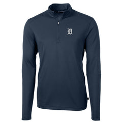 Detroit Tigers Cutter & Buck Virtue Eco Pique Recycled Quarter-Zip Pullover Top - Navy