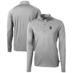 Detroit Tigers Cutter & Buck Virtue Eco Pique Recycled Quarter-Zip Pullover Top - Gray