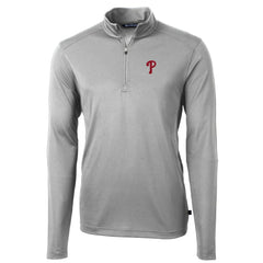 Philadelphia Phillies Cutter & Buck Virtue Eco Pique Recycled Quarter-Zip Pullover Top - Gray