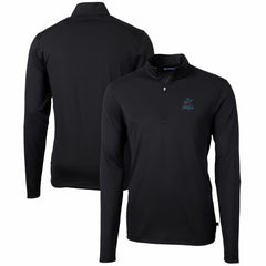 Miami Marlins Cutter & Buck Virtue Eco Pique Recycled Quarter-Zip Pullover Top - Black