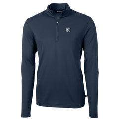New York Yankees Cutter & Buck Virtue Eco Pique Recycled Quarter-Zip Pullover Top - Navy