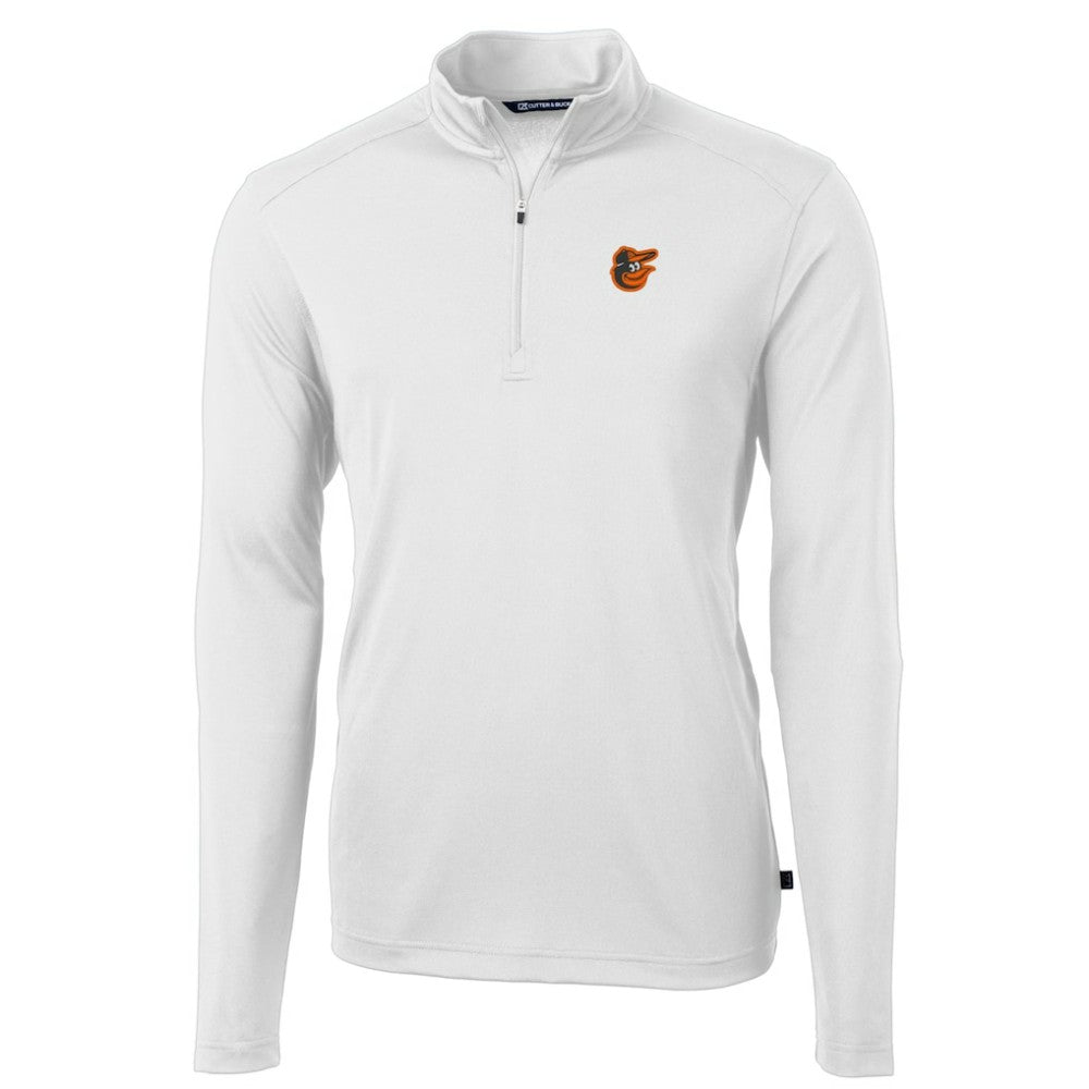 Baltimore Orioles Cutter & Buck Virtue Eco Pique Recycled Quarter-Zip Pullover Top - White