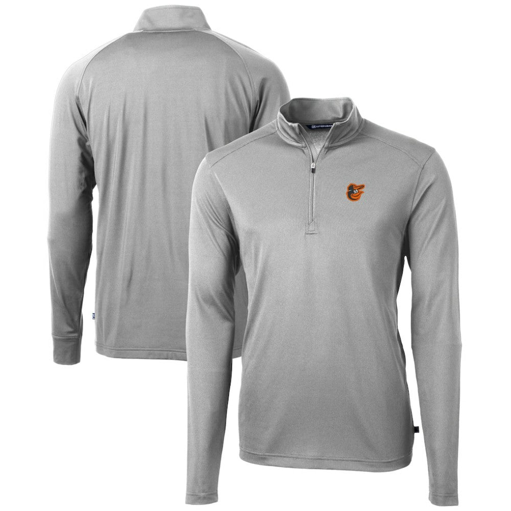 Baltimore Orioles Cutter & Buck Virtue Eco Pique Recycled Quarter-Zip Pullover Top - Gray