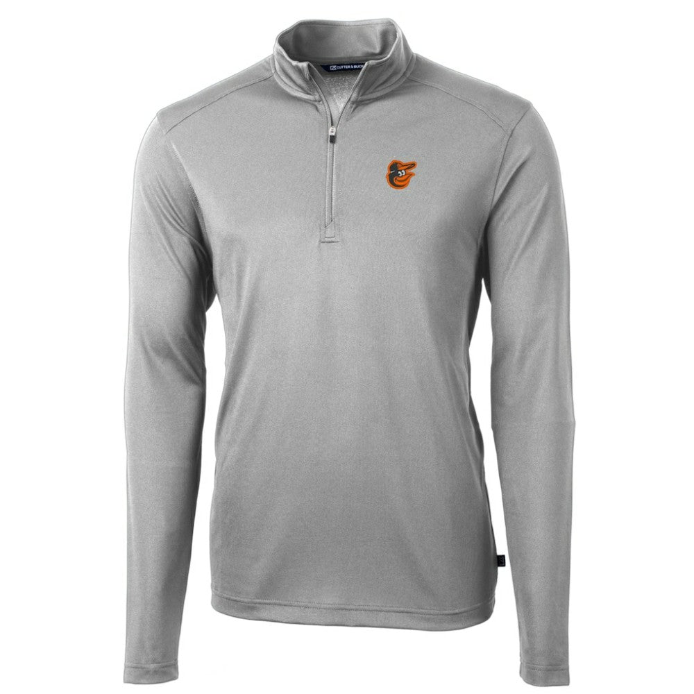 Baltimore Orioles Cutter & Buck Virtue Eco Pique Recycled Quarter-Zip Pullover Top - Gray