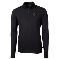 Cincinnati Reds Cutter & Buck Virtue Eco Pique Recycled Quarter-Zip Pullover Top - Black