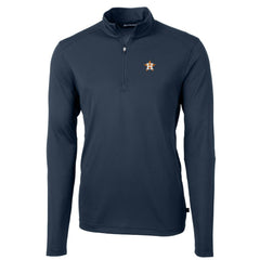 Houston Astros Cutter & Buck Virtue Eco Pique Recycled Quarter-Zip Pullover Top - Navy