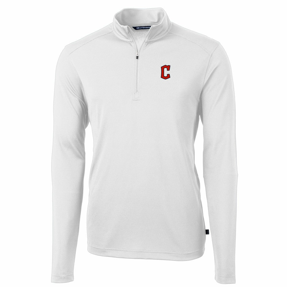 Cleveland Guardians Cutter & Buck Virtue Eco Pique Recycled Quarter-Zip Pullover Top - White