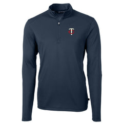 Minnesota Twins Cutter & Buck Virtue Eco Pique Recycled Quarter-Zip Pullover Top - Navy