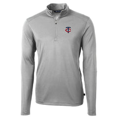Minnesota Twins Cutter & Buck Virtue Eco Pique Recycled Quarter-Zip Pullover Top - Gray