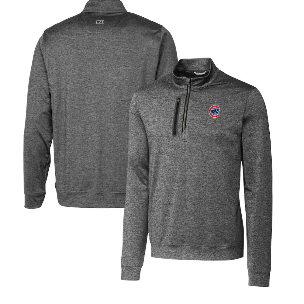 Chicago Cubs Cutter & Buck Stealth Heathered Quarter-Zip Pullover Top - Gray