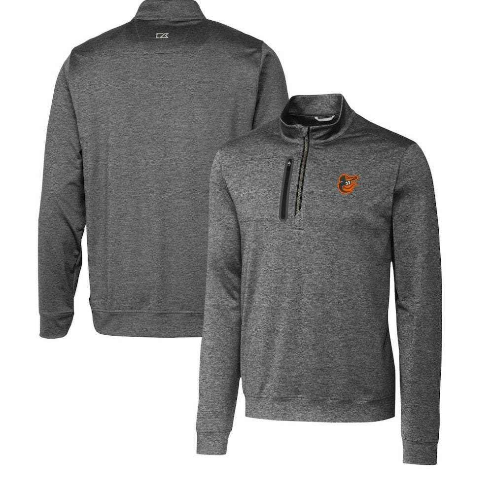 Baltimore Orioles Cutter & Buck Stealth Heathered Quarter-Zip Pullover Top - Gray