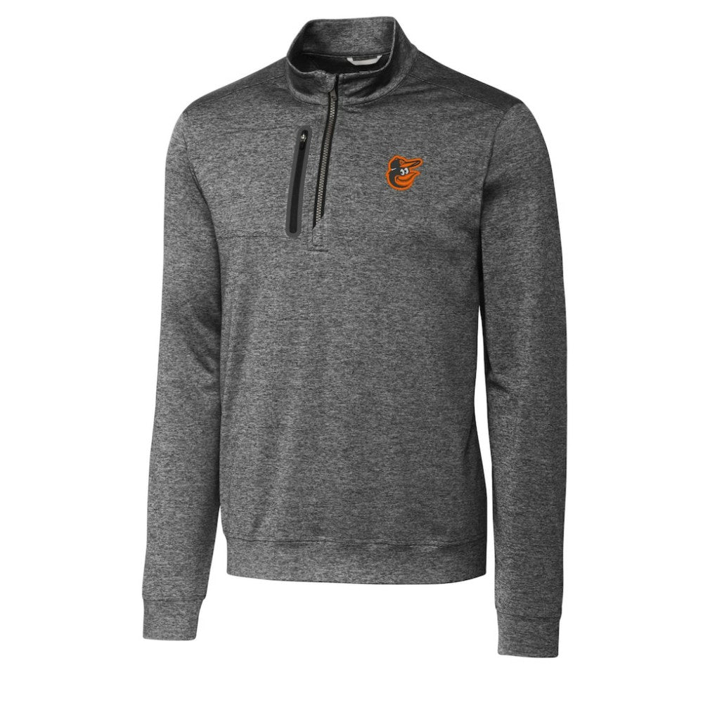 Baltimore Orioles Cutter & Buck Stealth Heathered Quarter-Zip Pullover Top - Gray
