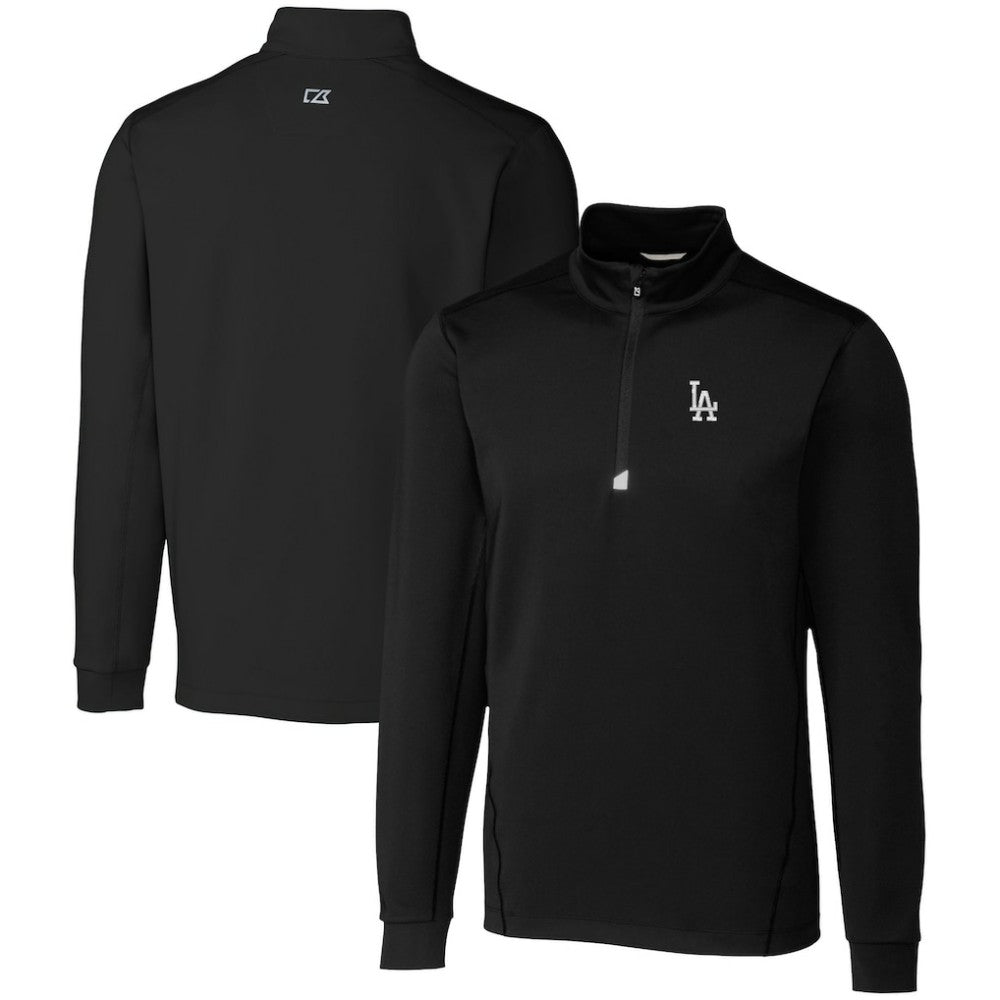 Los Angeles Dodgers Cutter & Buck Big & Tall Traverse Stretch Quarter-Zip Pullover Top - Black