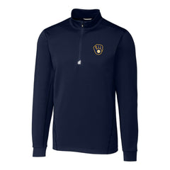 Milwaukee Brewers Cutter & Buck Big & Tall Traverse Stretch Quarter-Zip Pullover Top - Navy