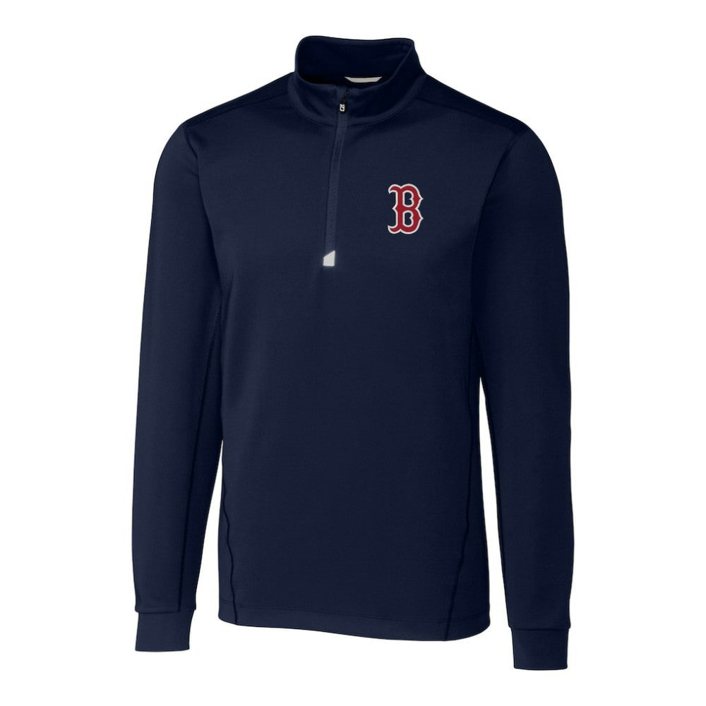 Boston Red Sox Cutter & Buck Big & Tall Traverse Stretch Quarter-Zip Pullover Top - Navy
