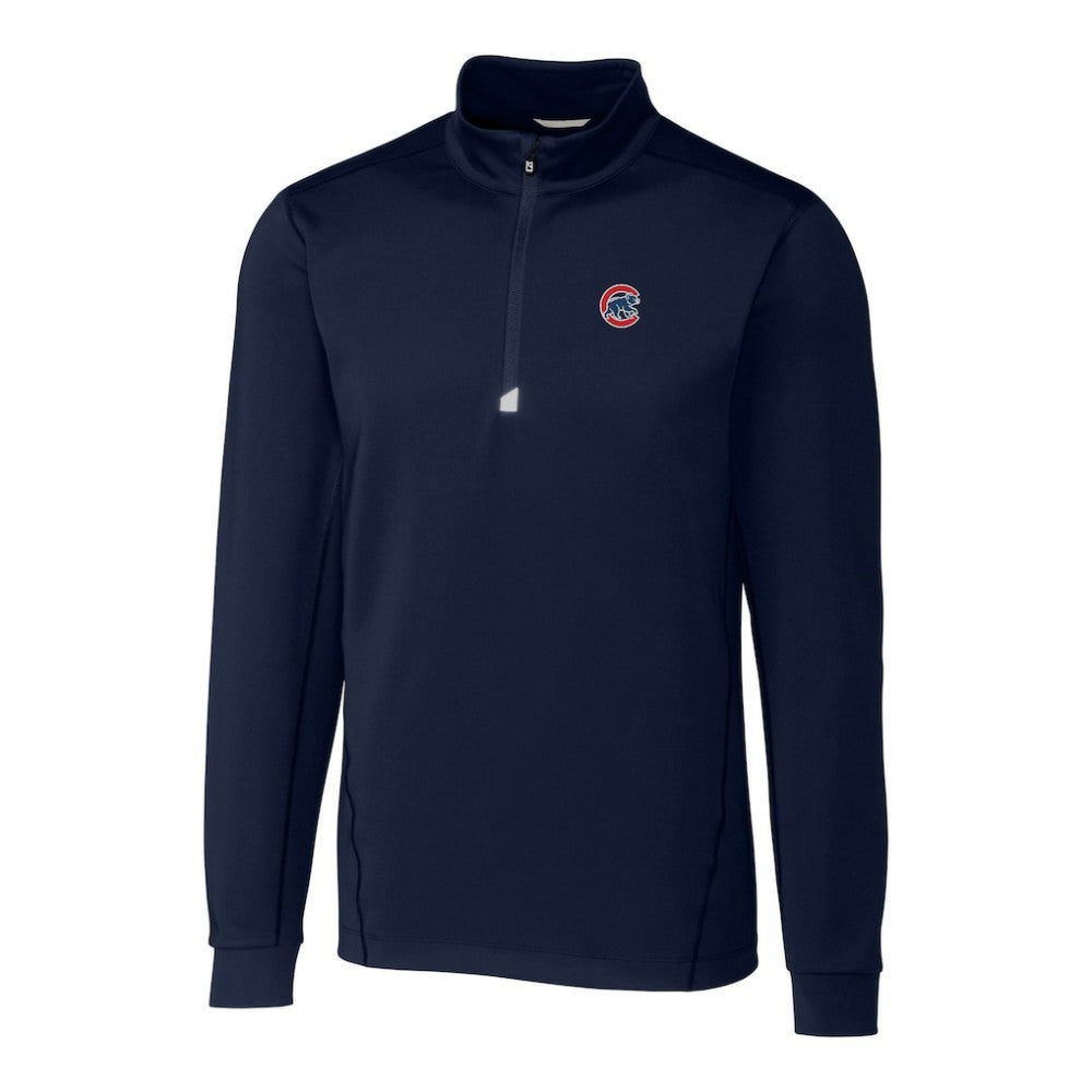 Chicago Cubs Cutter & Buck Big & Tall Traverse Stretch Quarter-Zip Pullover Top - Navy