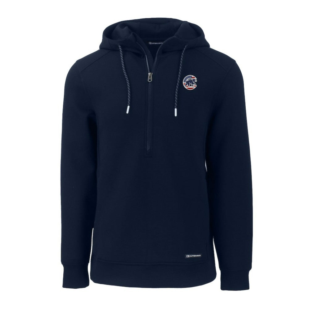 Chicago Cubs Cutter & Buck Stars & Stripes Roam Eco Half-Zip Recycled Pullover Hoodie - Navy