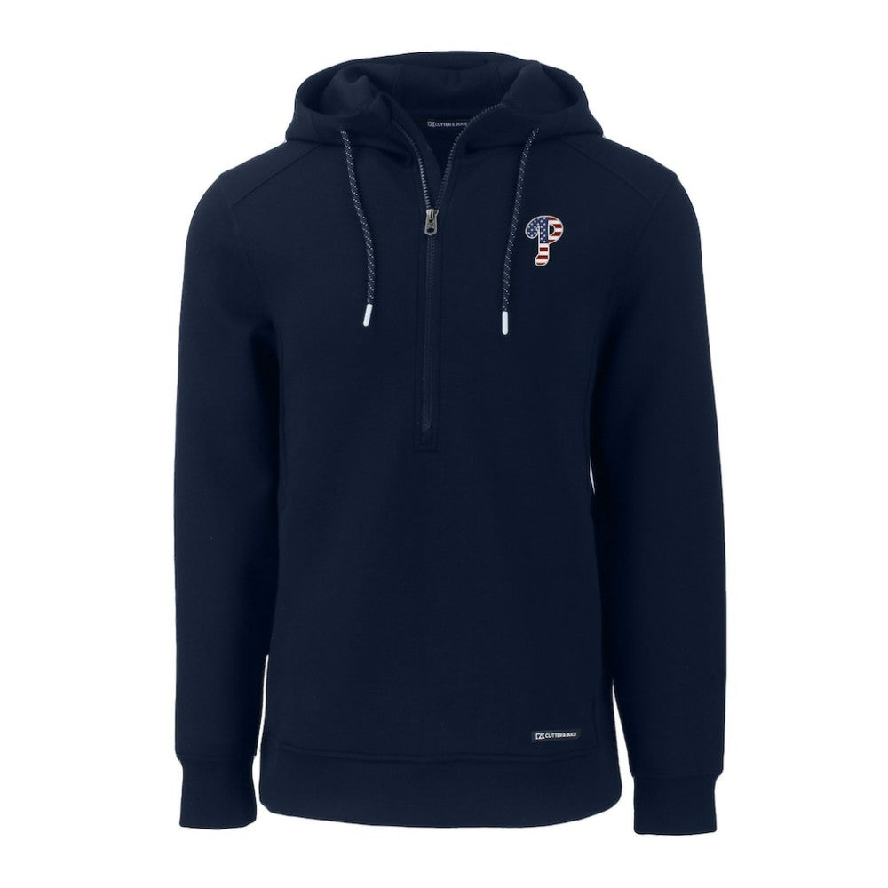 Philadelphia Phillies Cutter & Buck Stars & Stripes Roam Eco Half-Zip Recycled Pullover Hoodie - Navy