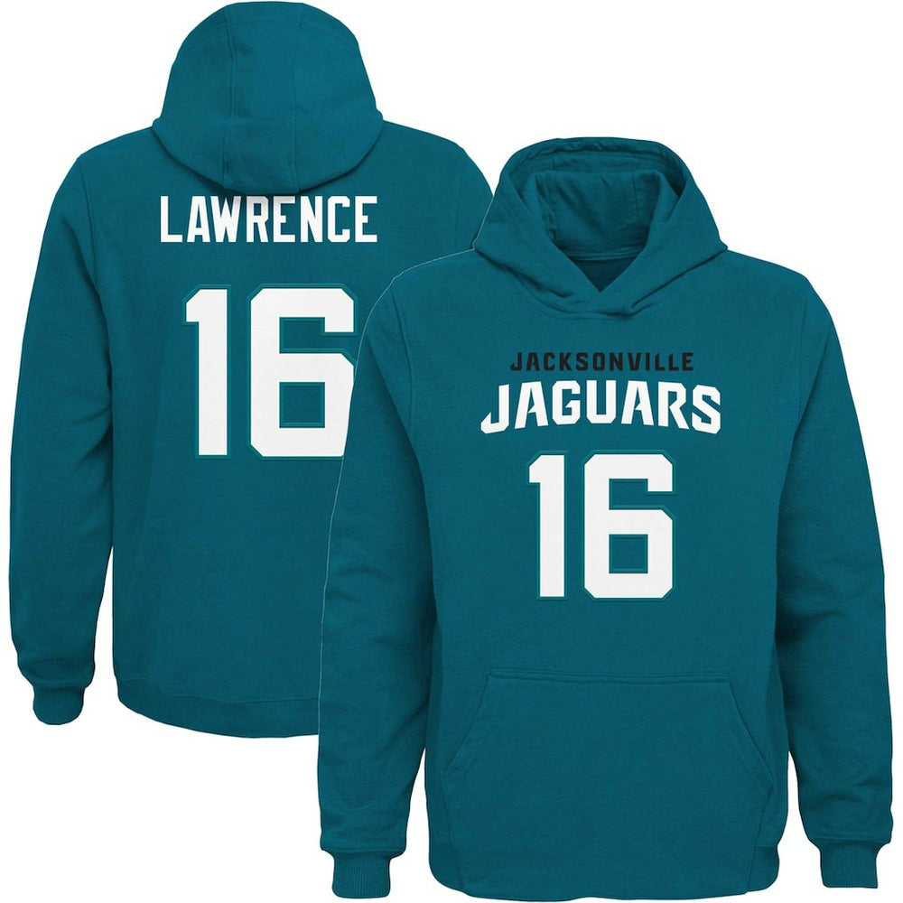 Trevor Lawrence Jacksonville Jaguars Youth Mainliner Player Name & Number Pullover Hoodie - Teal outlet