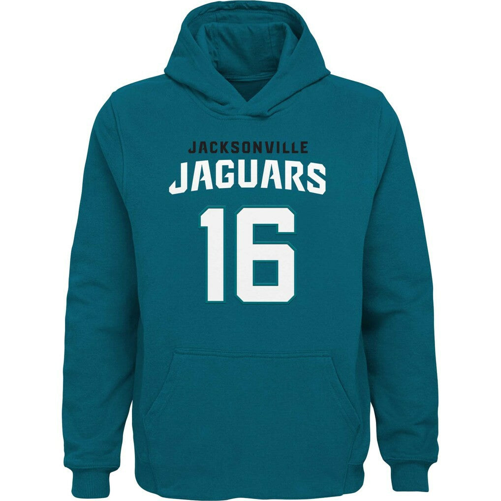 Trevor Lawrence Jacksonville Jaguars Youth Mainliner Player Name & Number Pullover Hoodie - Teal outlet