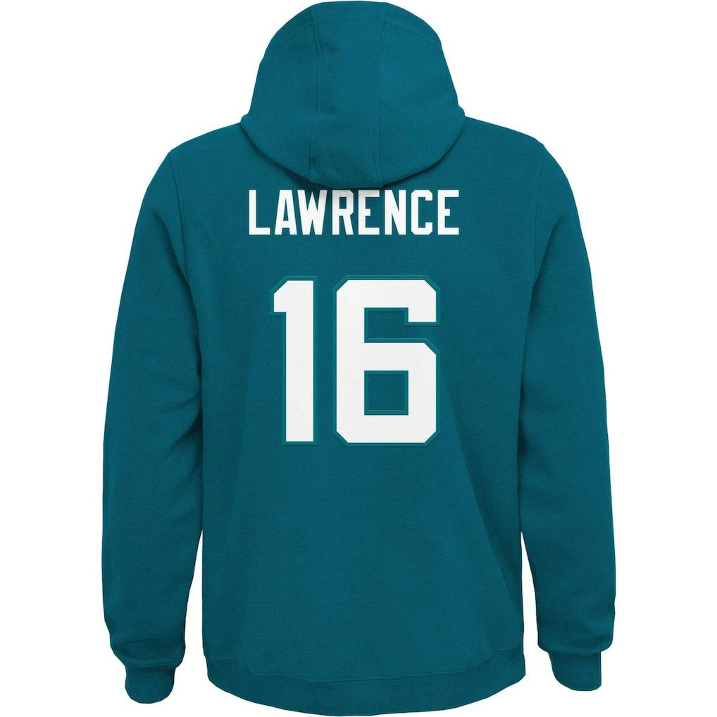 Trevor Lawrence Jacksonville Jaguars Youth Mainliner Player Name & Number Pullover Hoodie - Teal outlet
