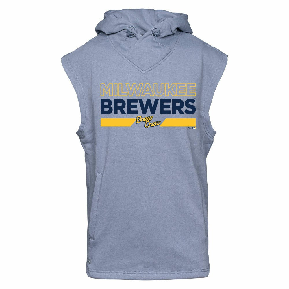 Milwaukee Brewers Levelwear City Connect Throttle No Hitter Hoodie Sleeveless T-Shirt - Gray